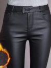 Add Velvet/No Velvet Black Faux PU Leather Pant Women High Waist Stretch Leggings Autumn Winter Casual Skinny Pencil Trousers