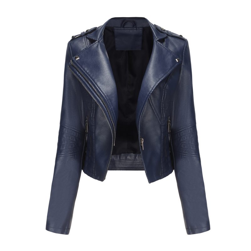 YJKDYK 2025 Spring Autumn Women's Leather Coat Female Pure Color Lapel Rivet Short Jacket Zipper Leather Jacket Women's Clothing - Image 11