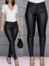 New Women PU Leather Pants Black Sexy Stretch Bodycon Trousers Women High Waist Long Casual Pencil Pants Plus Size XS-4XL