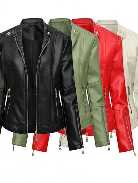 Leather Jacket Women Winter Long Women's Moto Biker Zipper Jacket Streetwear Harajuku Loose Women's Coat Moto Biker Jacket