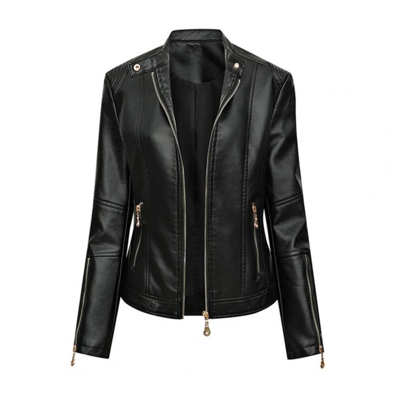 Leather Jacket Women Winter Long Women's Moto Biker Zipper Jacket Streetwear Harajuku Loose Women's Coat Moto Biker Jacket - Image 2