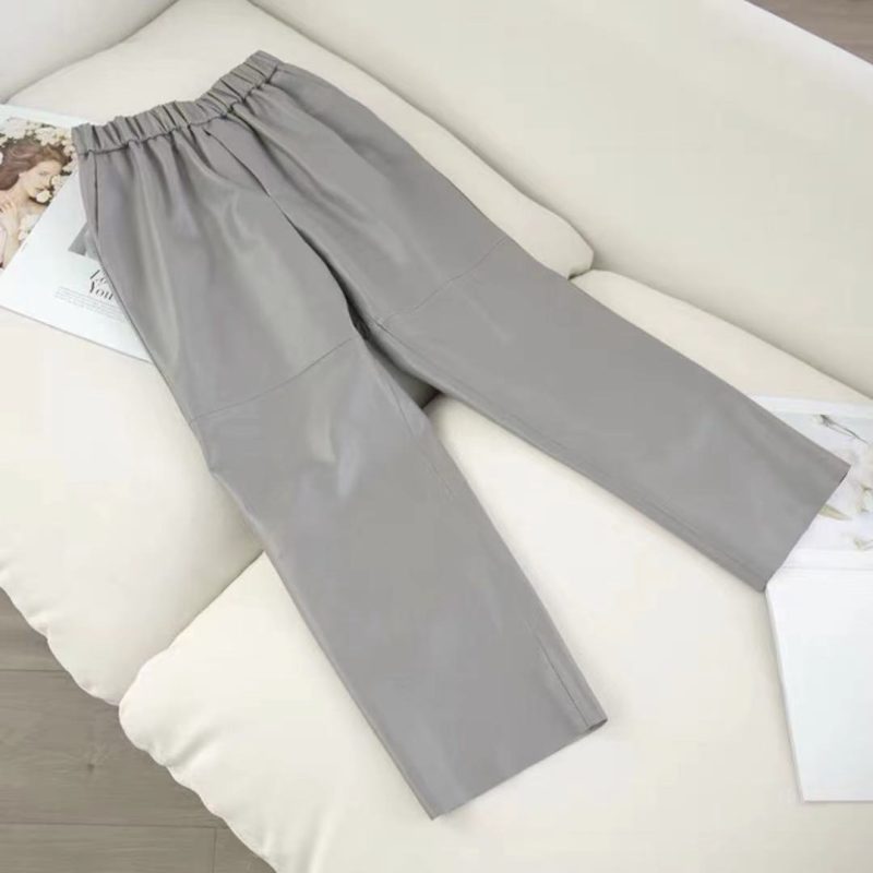 Genuine Leather Harem Pants Women Real Sheepskin Trousers High Elastic Waist 2024 New Streetwear Plus Size Pants Y2k Fashion - Image 12