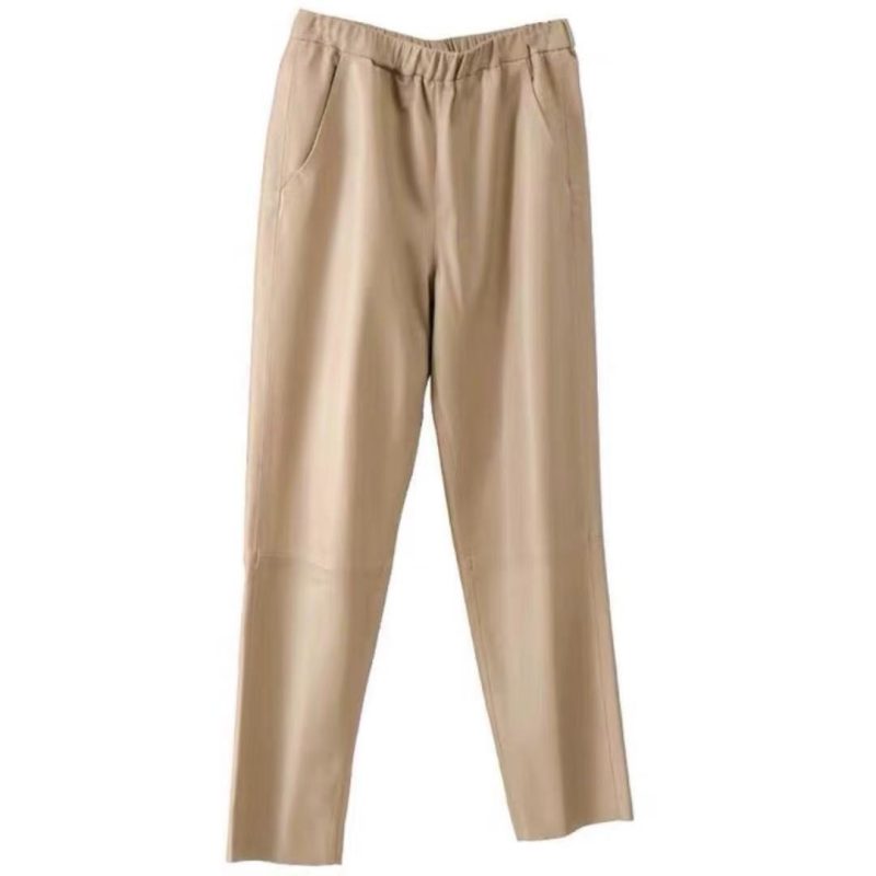 Genuine Leather Harem Pants Women Real Sheepskin Trousers High Elastic Waist 2024 New Streetwear Plus Size Pants Y2k Fashion - Image 17
