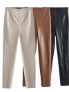 Zach Ailsa 2024 Spring New Product Women's Fashion and Temperament Solid Color Imitation Leather Bottom Pants