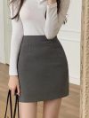 Xpqbb Black Gray Women's Mini Skirt Korean Fashion High Waist OL Office Package Hip Skirts Ladies Solid Simple Pencil Skirt