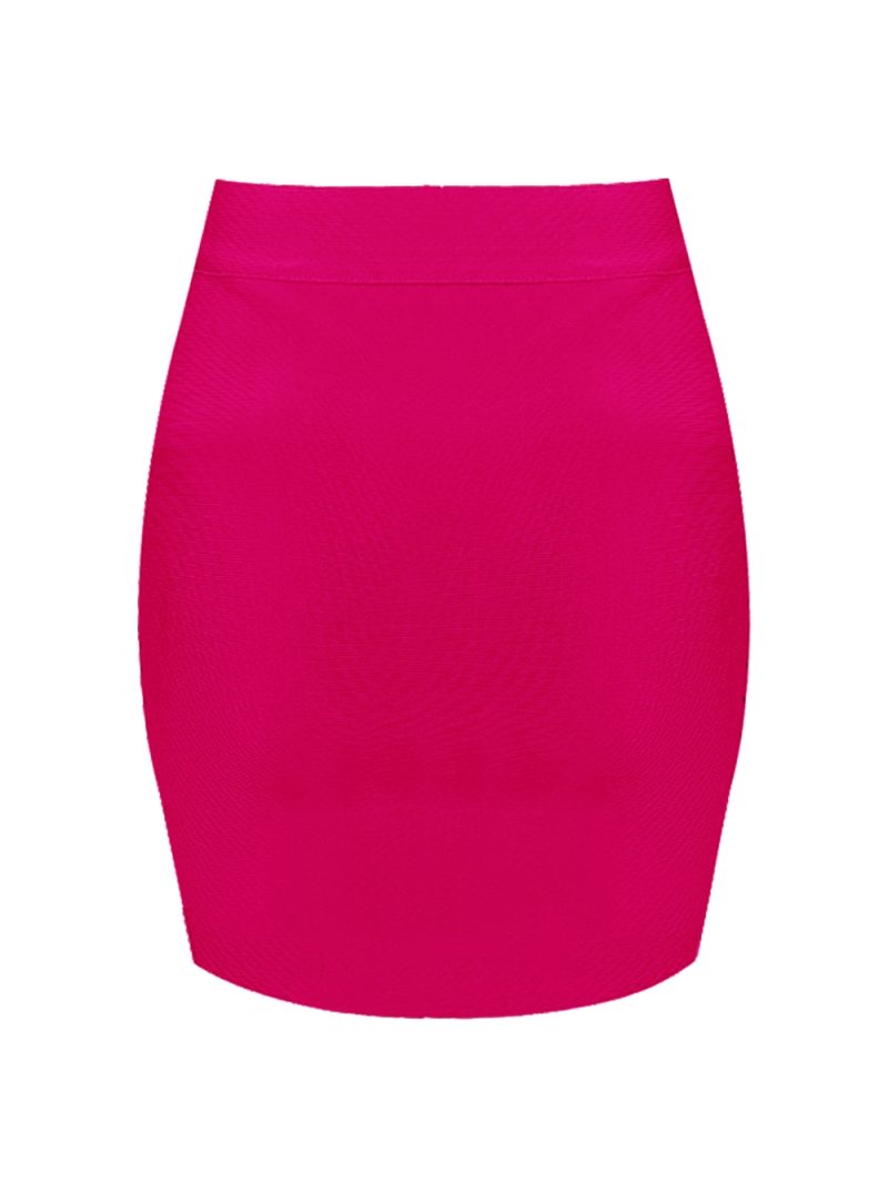Candy Color Sexy Women Summer Solid Nude Black Hot Pink Bodycon Mini Bandage Skirt Designer Fashion Pencil Skirt Faldas 43cm - Image 4