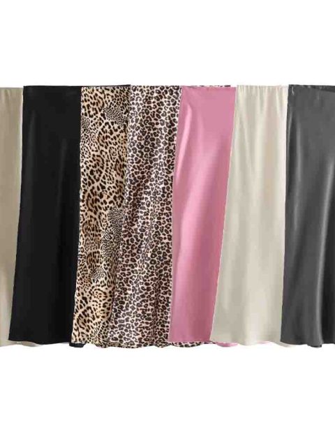 UNIZERA2024 summer new casual women's clothing simple and fashionable high waisted slim fit silk satin texture MIDI skirt