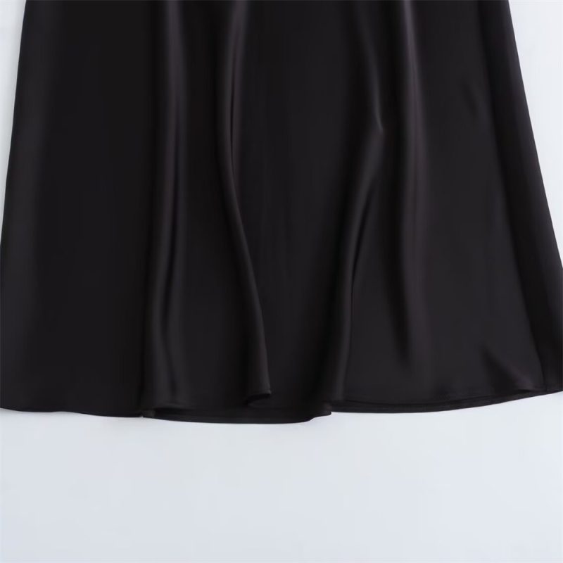 UNIZERA2024 summer new casual women's clothing simple and fashionable high waisted slim fit silk satin texture MIDI skirt - Image 5