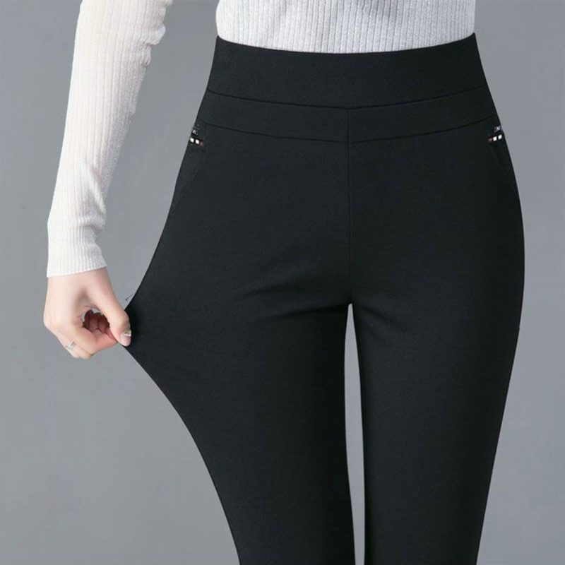 Spring Fall Women Trousers High Waist Tummy Control Women's Pants Casual Solid Color Ankle Length Office Pants for Work - Image 3