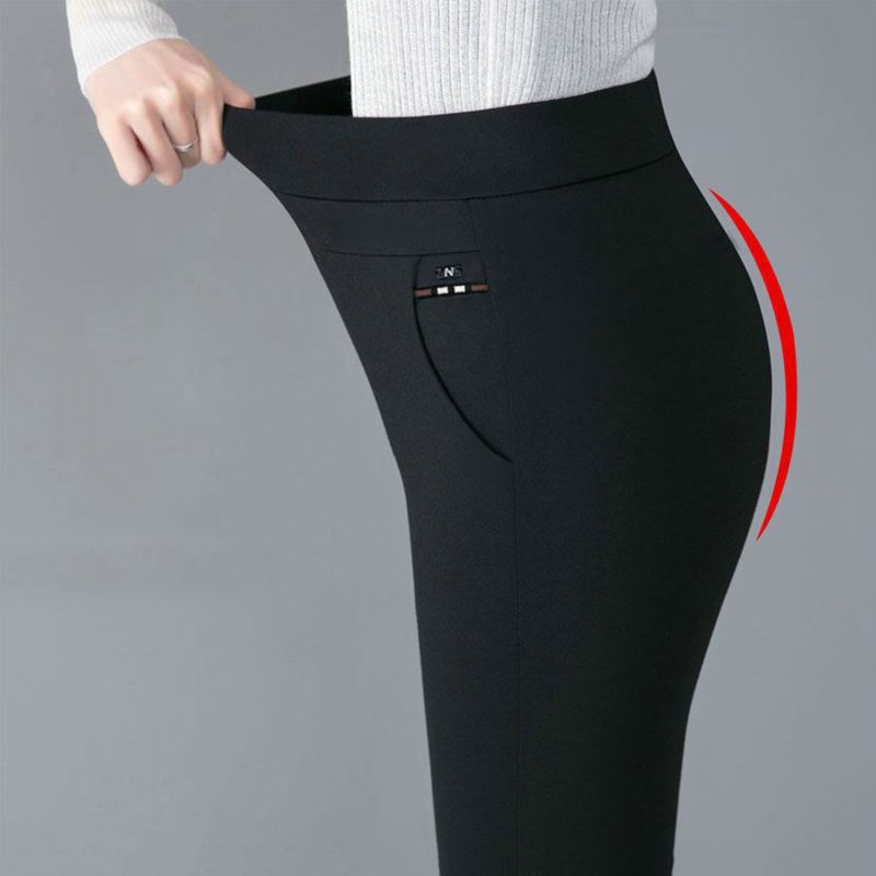 Spring Fall Women Trousers High Waist Tummy Control Women's Pants Casual Solid Color Ankle Length Office Pants for Work - Image 5