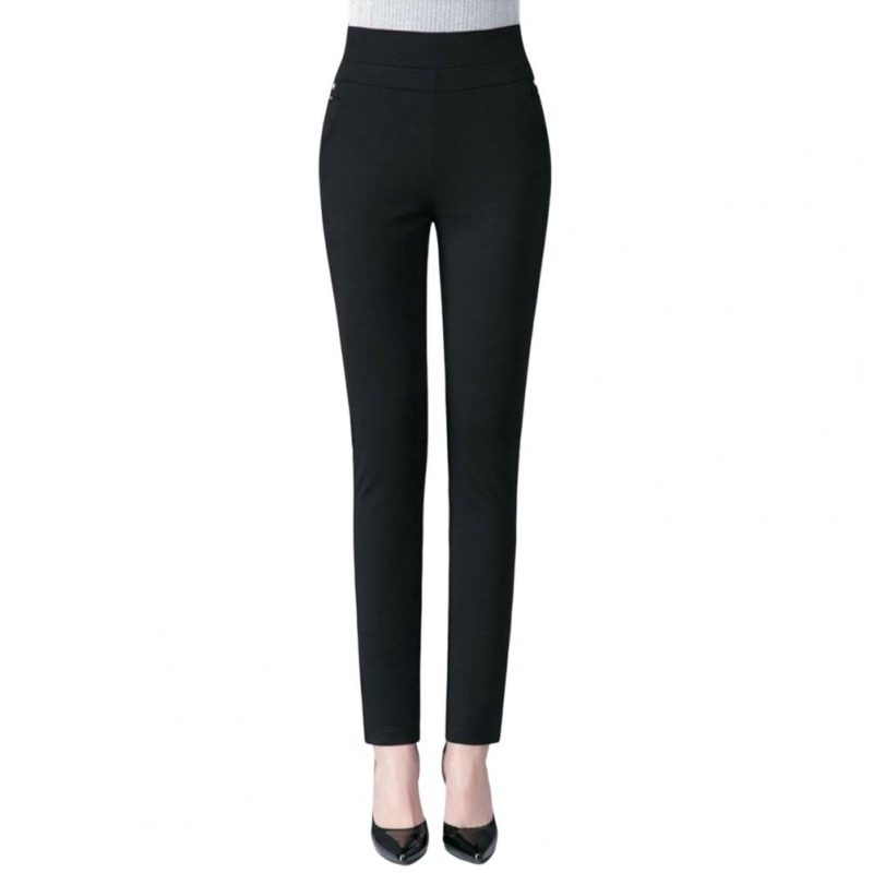 Spring Fall Women Trousers High Waist Tummy Control Women's Pants Casual Solid Color Ankle Length Office Pants for Work - Image 8