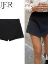 MUJER 2025 Black Mini Skirt Shorts Woman Fashion Asymmetric Skort For Women High Waist Short Skirts Woman Summer Casual Shorts