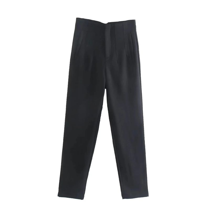TRAFZA 2024 Woman Solid Trouser High Waist Slim Zipper Fly Long Pants Female Wild Commute Office Lady Woman Pencil Pant Street - Image 7