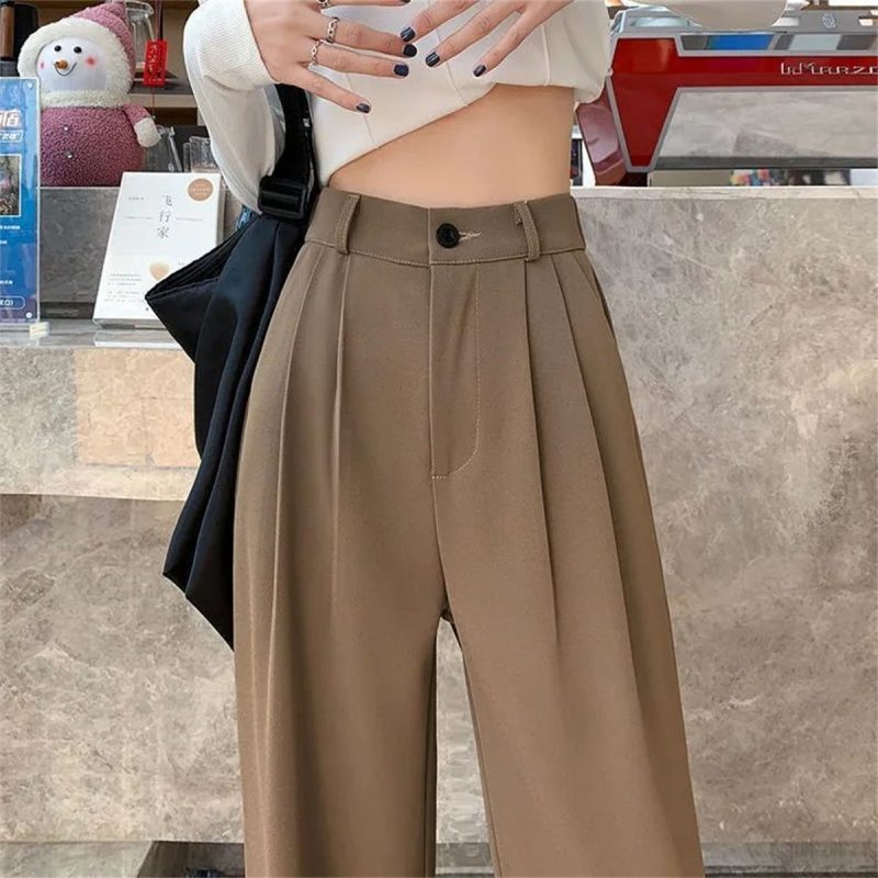 Fashion High Waist Wide Leg Pants Women Spring Fall Baggy Black Trouser Office Ladies Full Length Straight Suit Pant Outwear New - Image 2