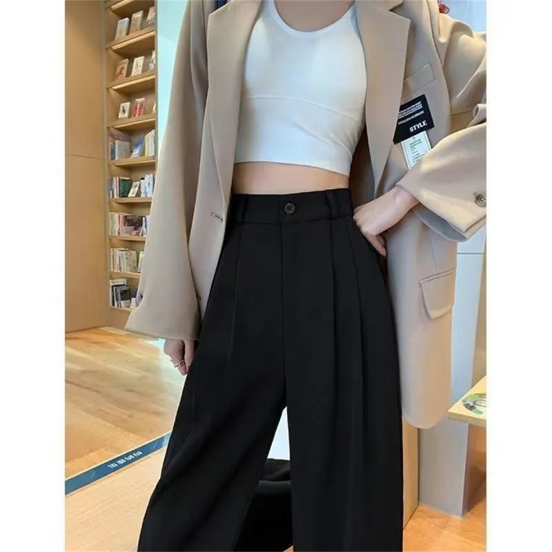 Fashion High Waist Wide Leg Pants Women Spring Fall Baggy Black Trouser Office Ladies Full Length Straight Suit Pant Outwear New - Image 3