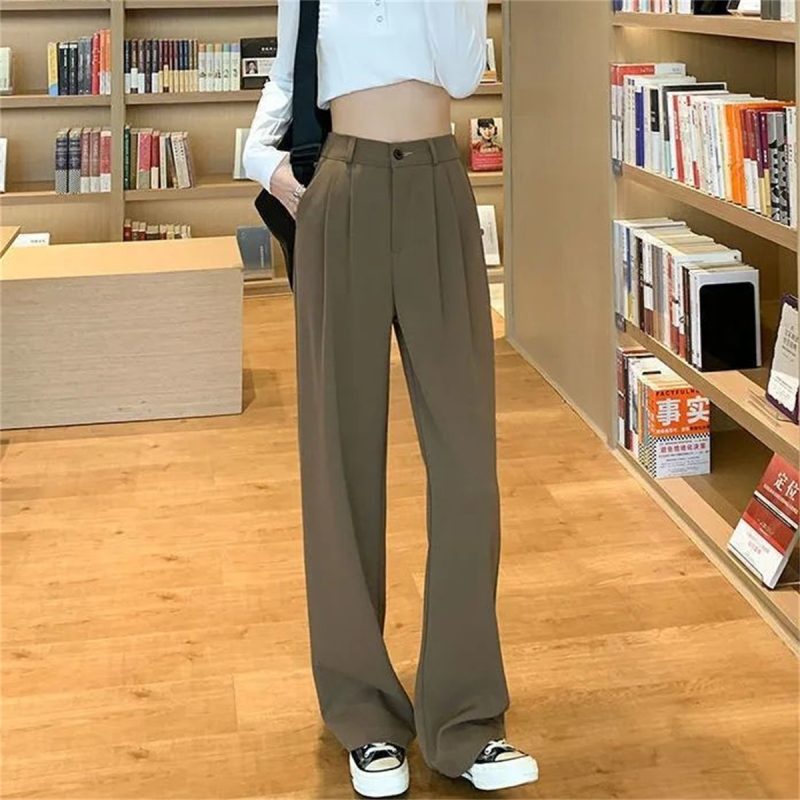Fashion High Waist Wide Leg Pants Women Spring Fall Baggy Black Trouser Office Ladies Full Length Straight Suit Pant Outwear New - Image 5