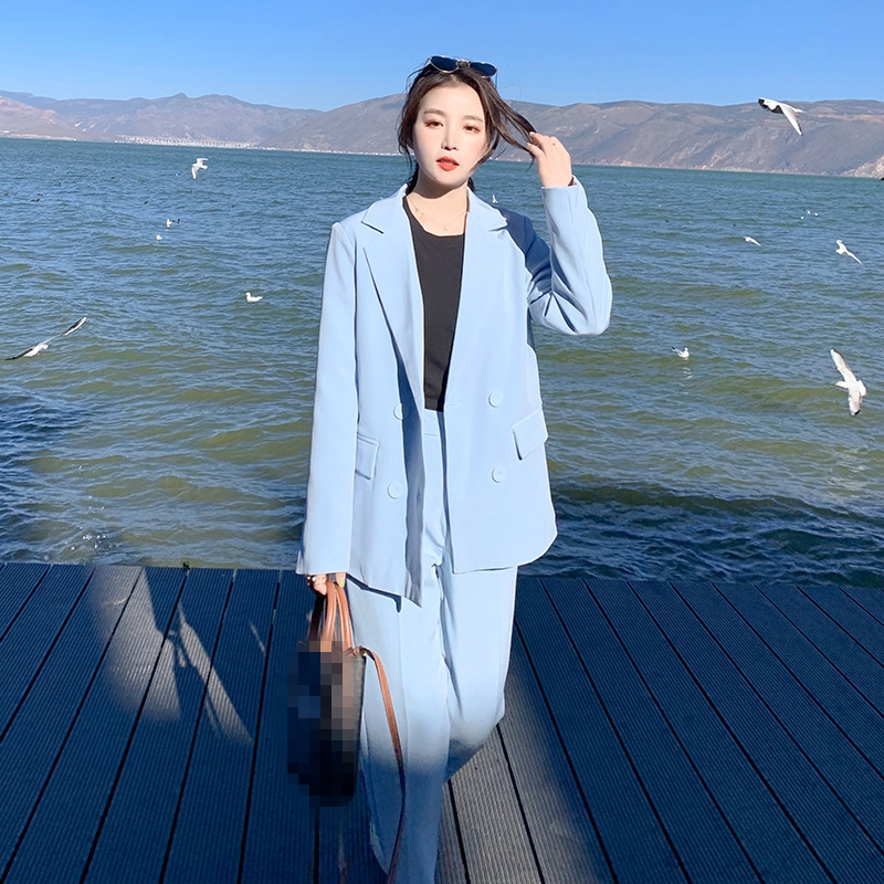 Korean Women's Graceful White Blazers Pants Two Piece Set Office Lady Basic Work OL Outfits Black Jacket Trousers Suit Female - Image 6