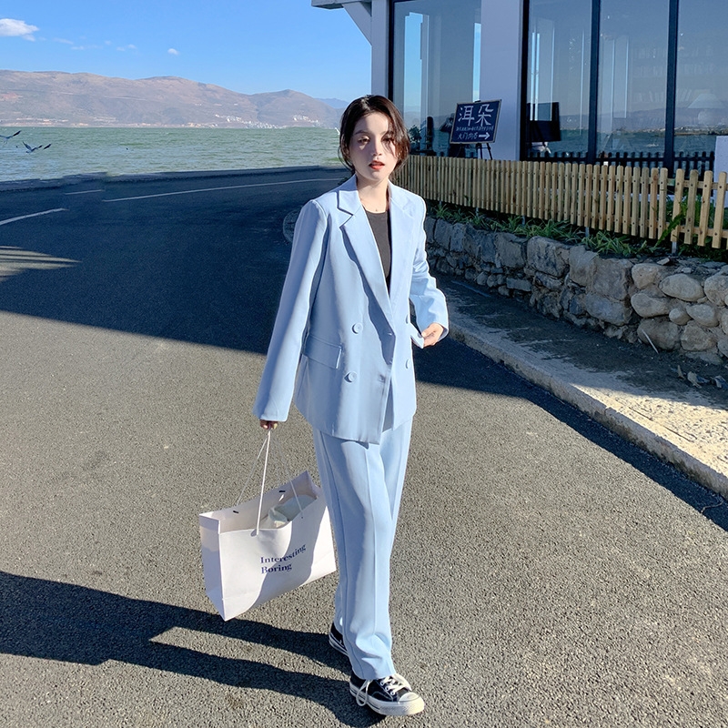 Korean Women's Graceful White Blazers Pants Two Piece Set Office Lady Basic Work OL Outfits Black Jacket Trousers Suit Female - Image 9