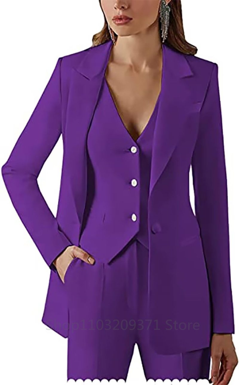 3 Pieces Plus Size Women Suit Set Lapel Blazer Business Jacket+Vest+Pants Office Lady Pantsuits Formal Party Prom Dress - Image 2
