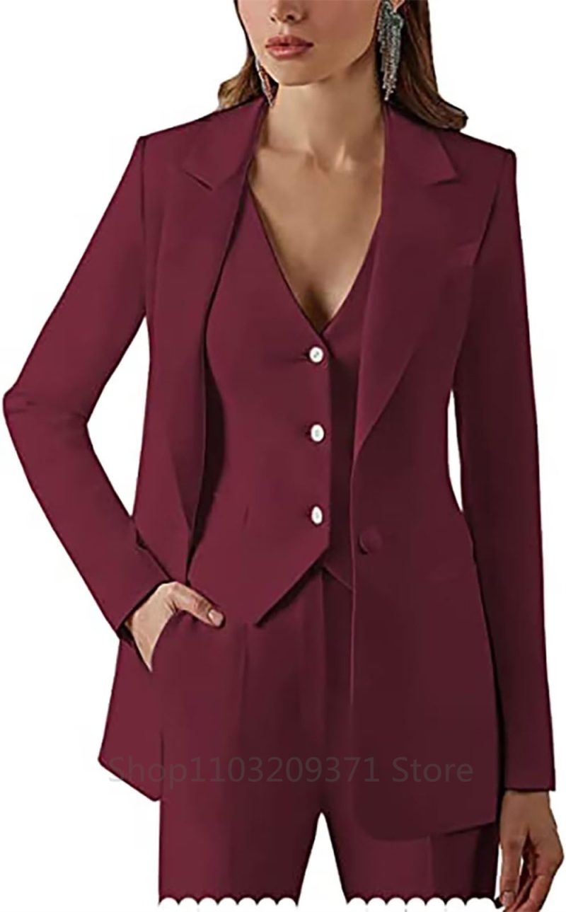 3 Pieces Plus Size Women Suit Set Lapel Blazer Business Jacket+Vest+Pants Office Lady Pantsuits Formal Party Prom Dress - Image 4