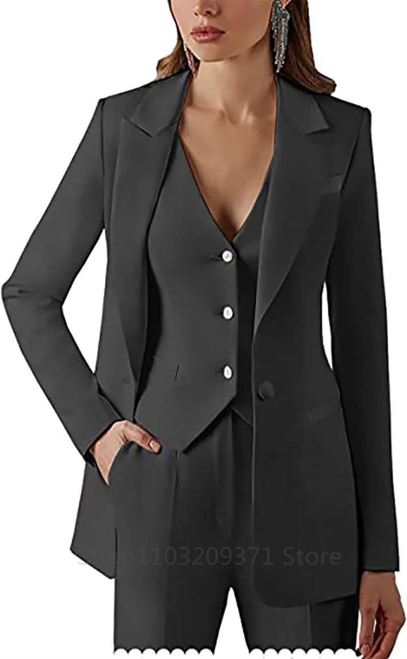 3 Pieces Plus Size Women Suit Set Lapel Blazer Business Jacket+Vest+Pants Office Lady Pantsuits Formal Party Prom Dress - Image 5