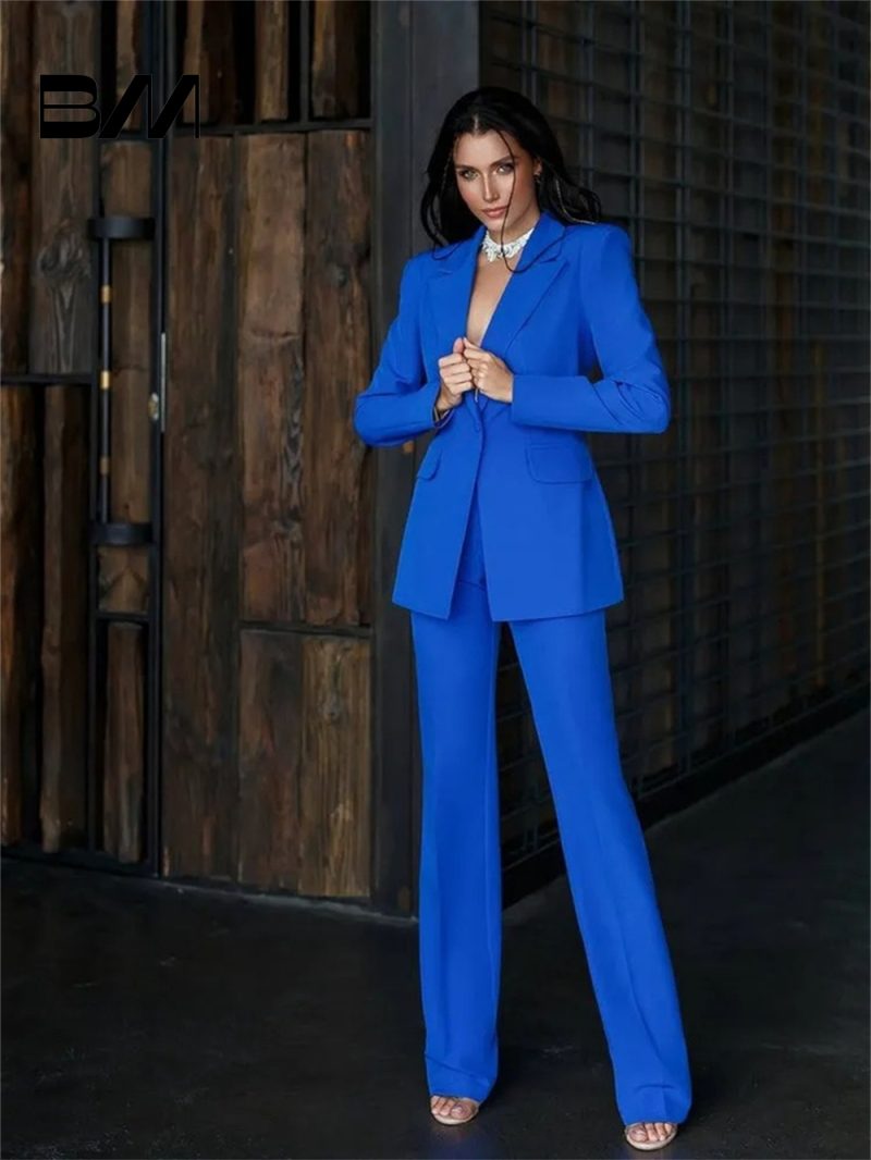 Elegant Slim Fit Tuxedo One Button Classic Design Women's Suit Office Suit 2 Piece Blazer Formal Party Prom Evening Wear