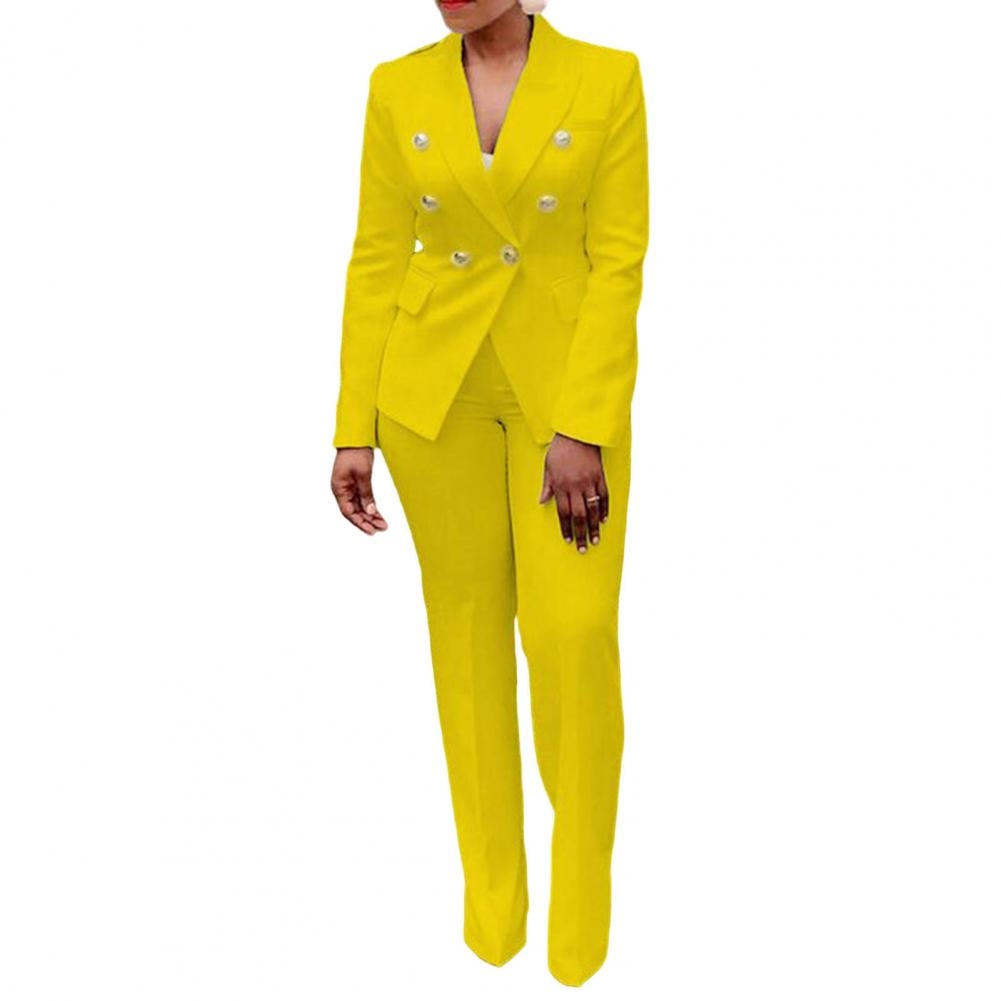 2Pcs Set Trousers Suit Fashionable Warm High Waist for Holiday Suit Jacket Pants Set Office Pants Set - Image 8