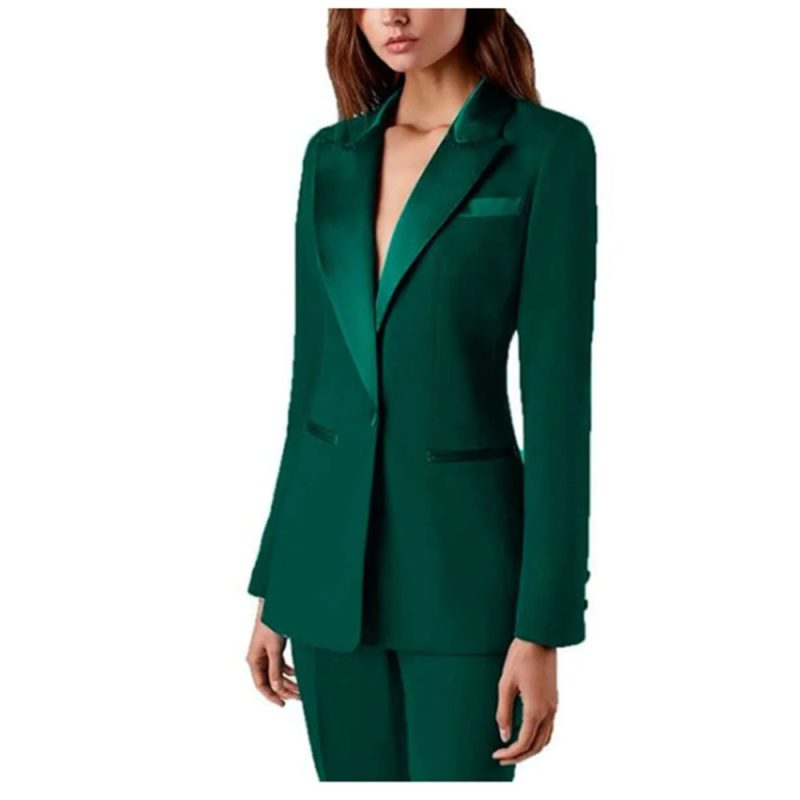 Tesco Women's Suit Set 2 Piece Solid Blazer Pants Formal Pantsuit For Office Lady Elegant Casual Trousers Slim Fit Female Jacket - Image 2