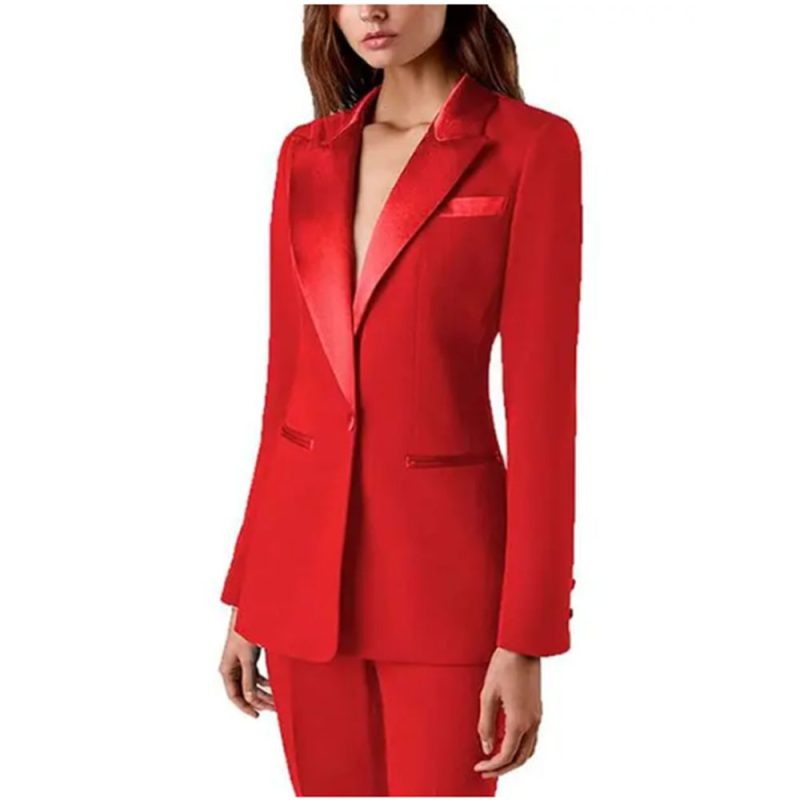 Tesco Women's Suit Set 2 Piece Solid Blazer Pants Formal Pantsuit For Office Lady Elegant Casual Trousers Slim Fit Female Jacket - Image 3