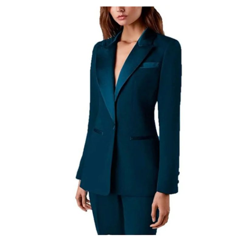 Tesco Women's Suit Set 2 Piece Solid Blazer Pants Formal Pantsuit For Office Lady Elegant Casual Trousers Slim Fit Female Jacket - Image 4