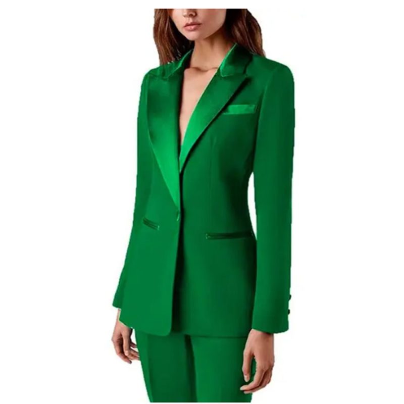 Tesco Women's Suit Set 2 Piece Solid Blazer Pants Formal Pantsuit For Office Lady Elegant Casual Trousers Slim Fit Female Jacket - Image 5