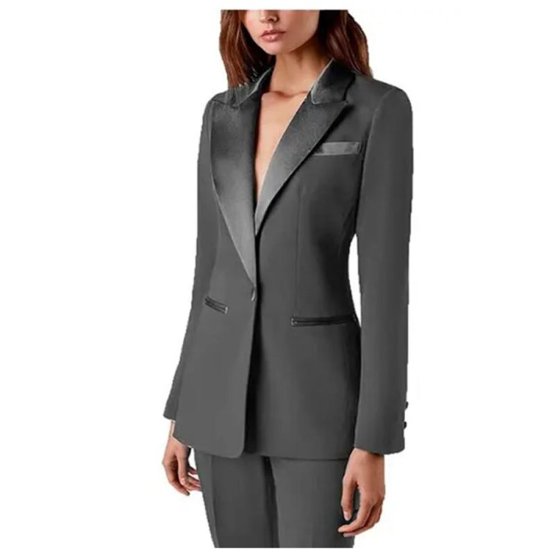 Tesco Women's Suit Set 2 Piece Solid Blazer Pants Formal Pantsuit For Office Lady Elegant Casual Trousers Slim Fit Female Jacket - Image 6