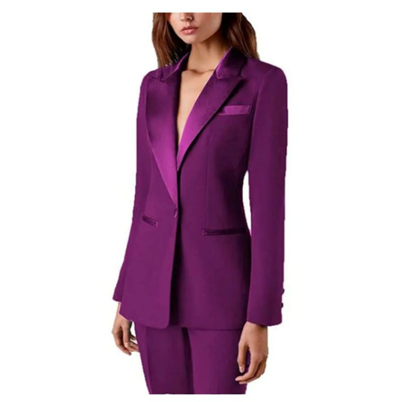 Tesco Women's Suit Set 2 Piece Solid Blazer Pants Formal Pantsuit For Office Lady Elegant Casual Trousers Slim Fit Female Jacket - Image 8