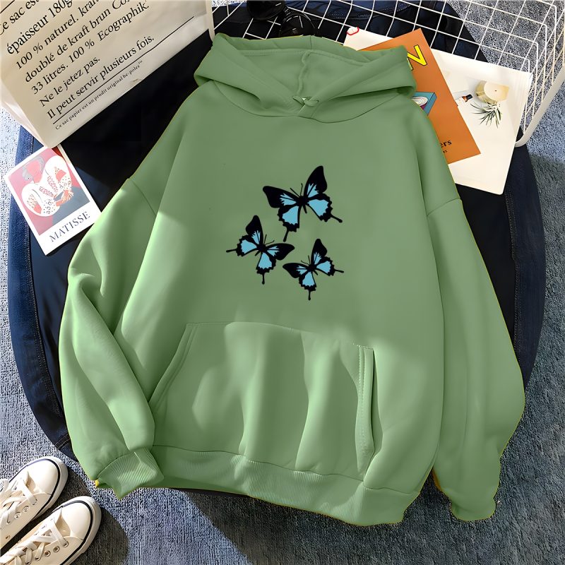 Hirsionsan Butterflies Graphic Print Hoodies Women Chic Long Sleeve Oversized Female Sweatshirt Streetwear Fleece Ladies Clothes - Image 7
