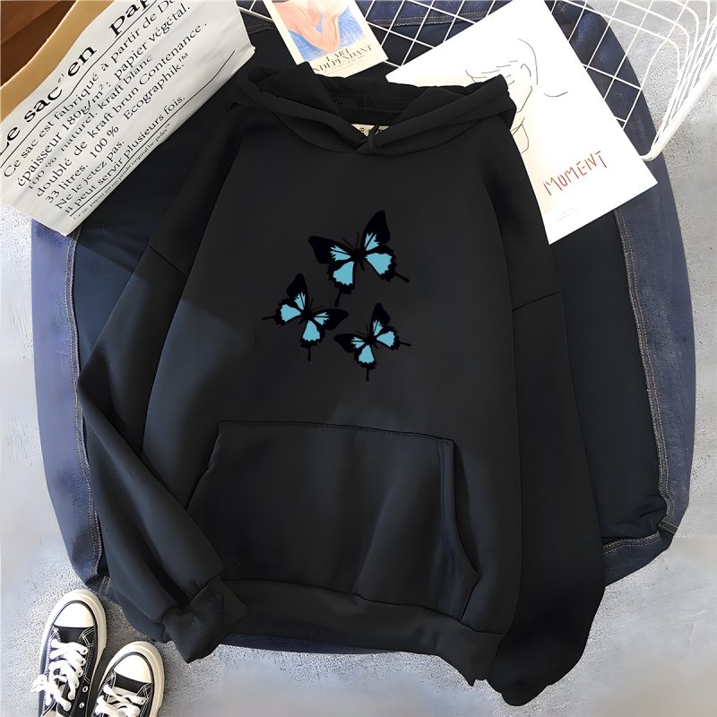 Hirsionsan Butterflies Graphic Print Hoodies Women Chic Long Sleeve Oversized Female Sweatshirt Streetwear Fleece Ladies Clothes - Image 8