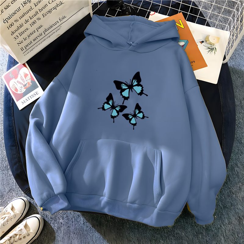Hirsionsan Butterflies Graphic Print Hoodies Women Chic Long Sleeve Oversized Female Sweatshirt Streetwear Fleece Ladies Clothes - Image 9