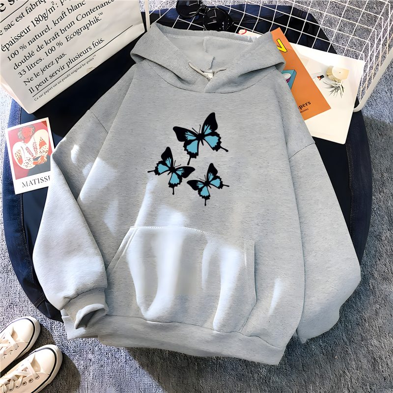 Hirsionsan Butterflies Graphic Print Hoodies Women Chic Long Sleeve Oversized Female Sweatshirt Streetwear Fleece Ladies Clothes - Image 10