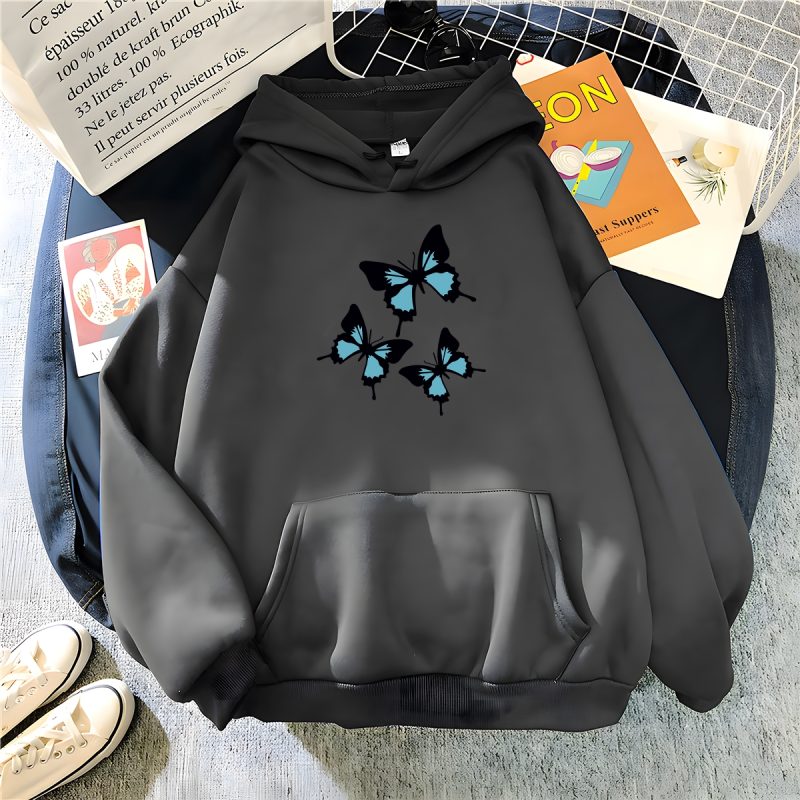 Hirsionsan Butterflies Graphic Print Hoodies Women Chic Long Sleeve Oversized Female Sweatshirt Streetwear Fleece Ladies Clothes - Image 11