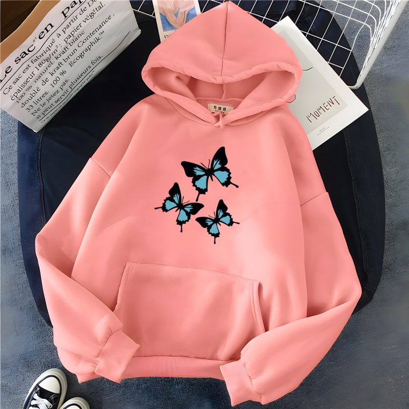 Hirsionsan Butterflies Graphic Print Hoodies Women Chic Long Sleeve Oversized Female Sweatshirt Streetwear Fleece Ladies Clothes - Image 13
