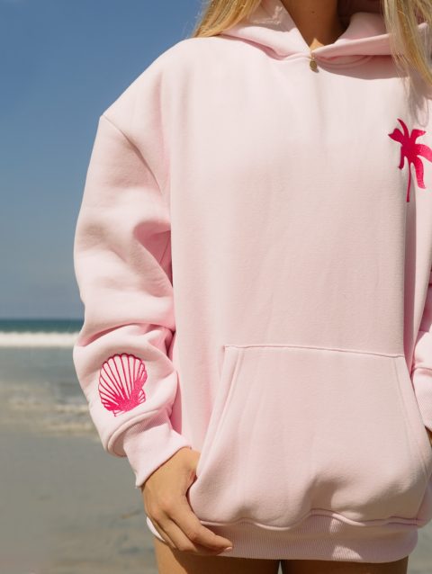 Preppy Embroidery Hibiscus Print Hoodies for Teen Girls Women Long Sleeve Oversized Graphic Pullover Sweatshirt Top Y2K Cute
