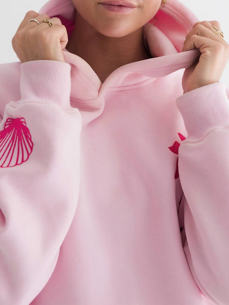Preppy Embroidery Hibiscus Print Hoodies for Teen Girls Women Long Sleeve Oversized Graphic Pullover Sweatshirt Top Y2K Cute - Image 6