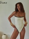 2024 Vintage One Piece Swimsuit Retro Swimwear Women's Swimsuit Bandeau Bathing Suit Beachwear Monokini Female Swimming Suits