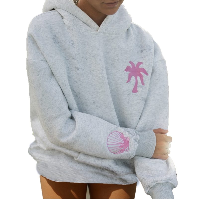 Preppy Embroidery Hibiscus Print Hoodies for Teen Girls Women Long Sleeve Oversized Graphic Pullover Sweatshirt Top Y2K Cute - Image 10