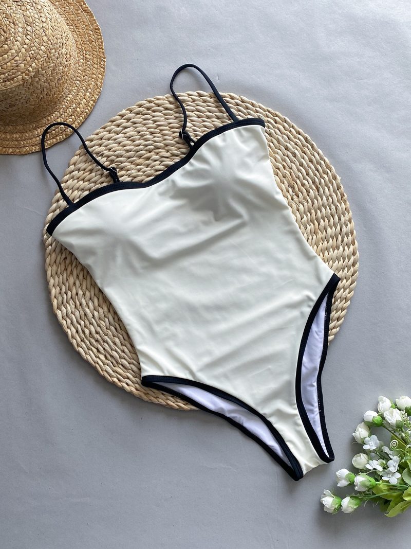 2024 Vintage One Piece Swimsuit Retro Swimwear Women's Swimsuit Bandeau Bathing Suit Beachwear Monokini Female Swimming Suits - Image 2