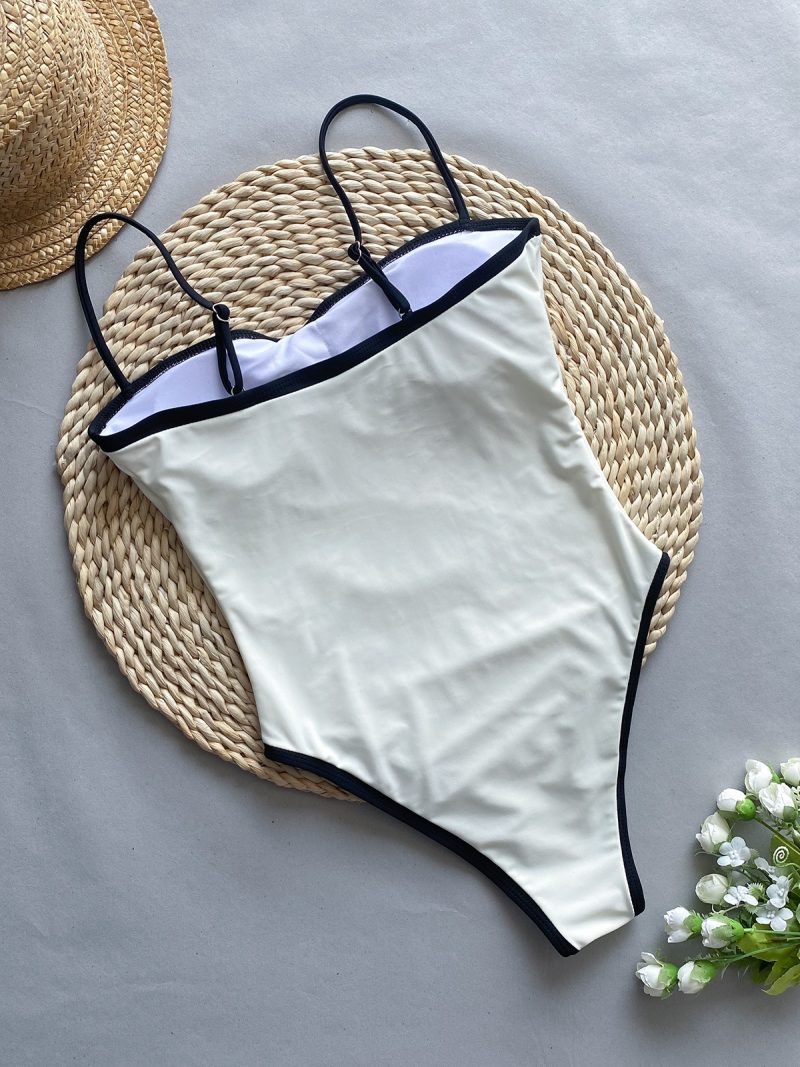 2024 Vintage One Piece Swimsuit Retro Swimwear Women's Swimsuit Bandeau Bathing Suit Beachwear Monokini Female Swimming Suits - Image 3