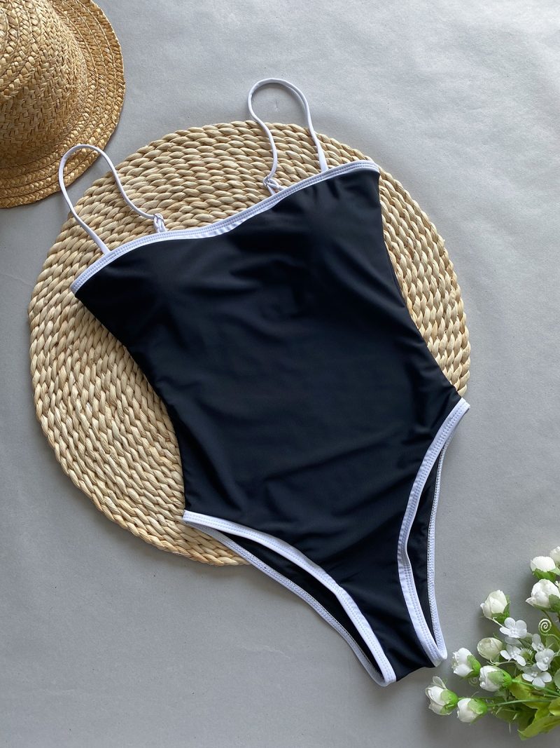2024 Vintage One Piece Swimsuit Retro Swimwear Women's Swimsuit Bandeau Bathing Suit Beachwear Monokini Female Swimming Suits - Image 5