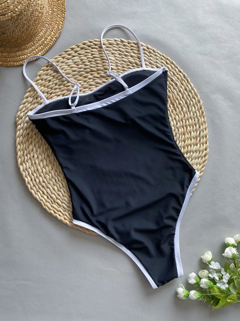 2024 Vintage One Piece Swimsuit Retro Swimwear Women's Swimsuit Bandeau Bathing Suit Beachwear Monokini Female Swimming Suits - Image 6