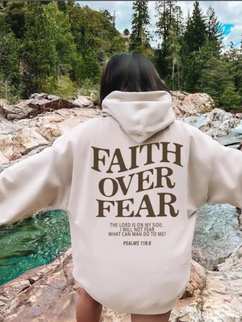 Faith Over Fear Christian Hoodie Christian Sweatshirt Jesus Hoodie Trendy Hoodie Bible Verse Shirt Unisex Aesthetic Clothes