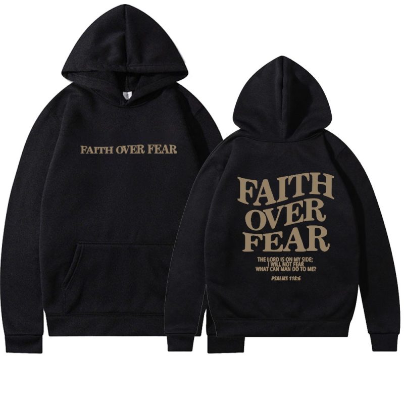 Faith Over Fear Christian Hoodie Christian Sweatshirt Jesus Hoodie Trendy Hoodie Bible Verse Shirt Unisex Aesthetic Clothes - Image 9