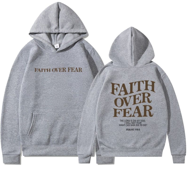 Faith Over Fear Christian Hoodie Christian Sweatshirt Jesus Hoodie Trendy Hoodie Bible Verse Shirt Unisex Aesthetic Clothes - Image 10